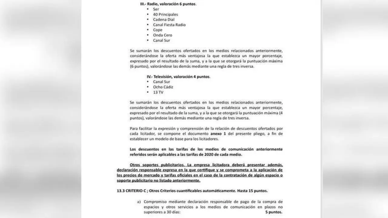 Extracto del pliego. - AI