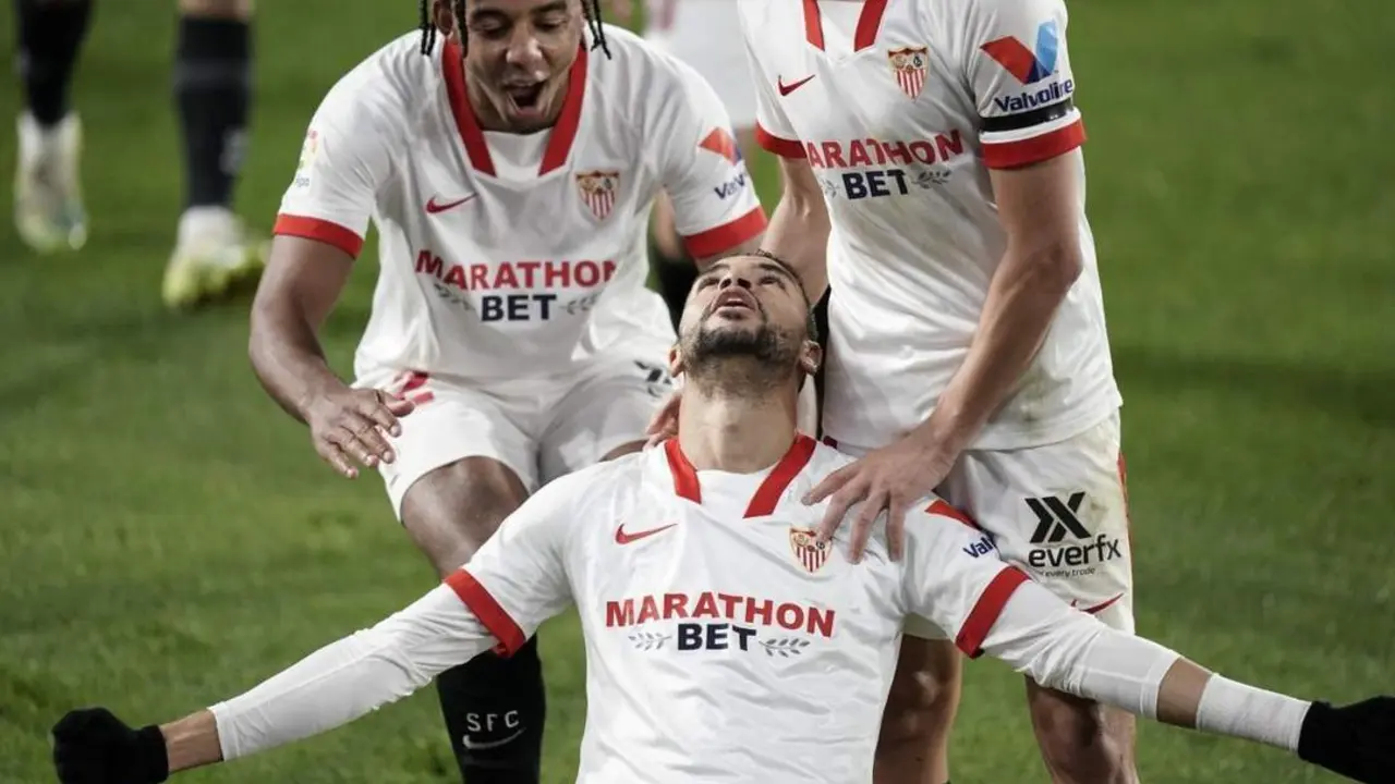 En Nesyri celebra el tanto ante el Huesca de la pasada jornada. - sfc