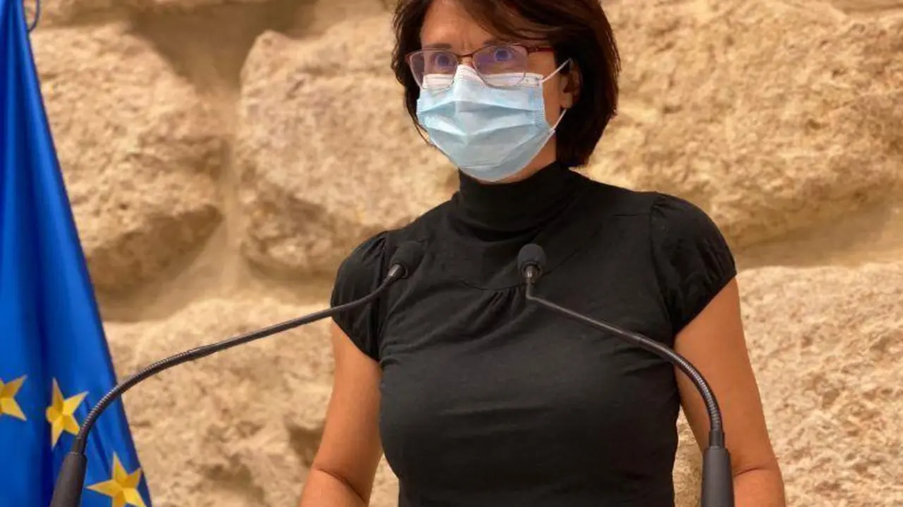 Amparo Pernichi, viceportavoz de IU en el Ayuntamiento de C&oacute;rdoba, durante una rueda de prensa - 