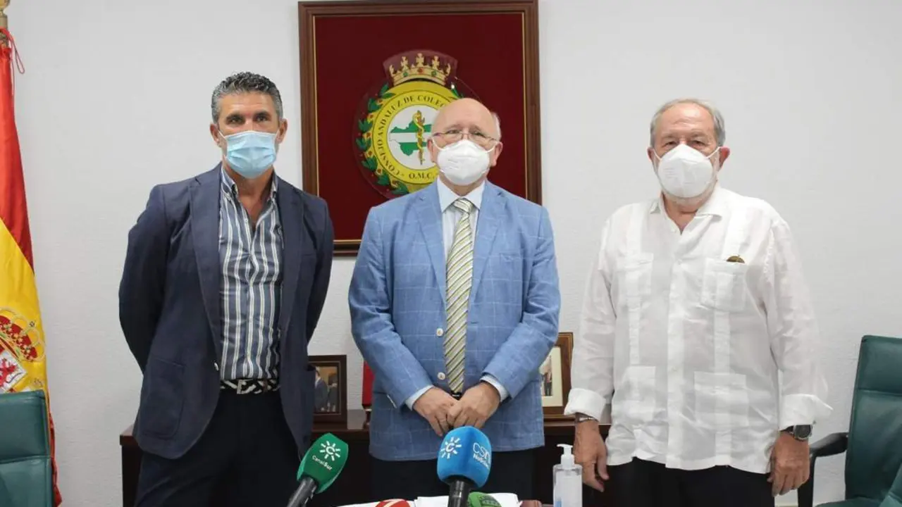 Jos&eacute; Luis Perea, de ATA, Antonio Aguado N&uacute;&ntilde;ez-Cornejo y Alfonso Carmona, del Consejo M&eacute;dicos.  - Cedida