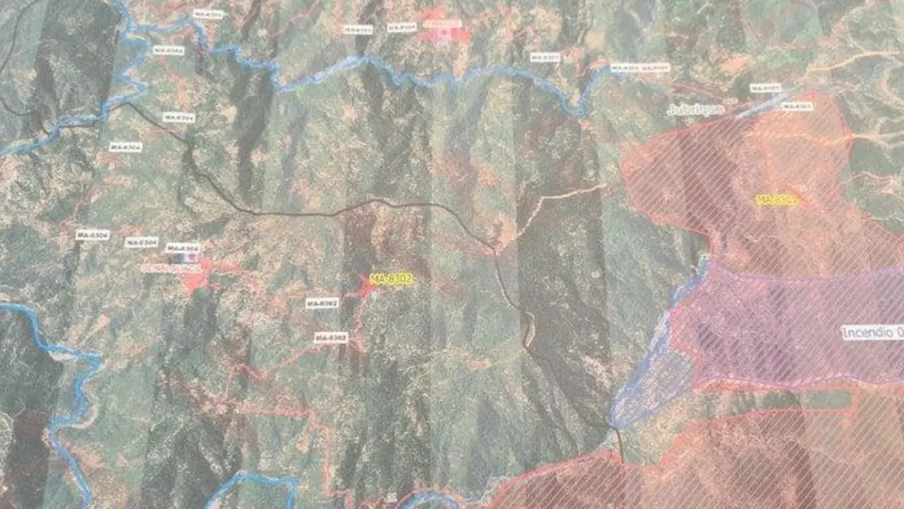 Zona afectada por el fuego. - Emergencias 112