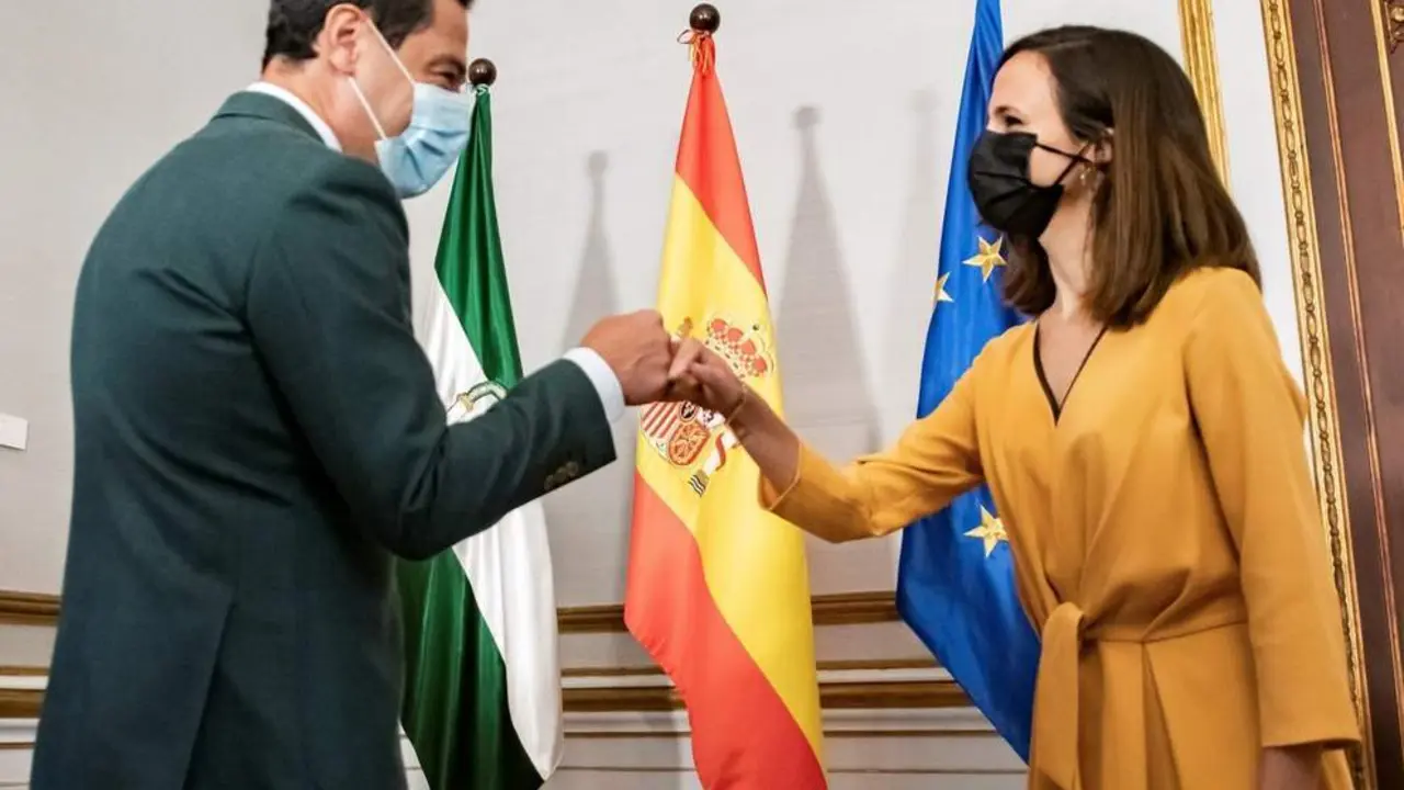Juanma Moreno e Ione Belarra. - EFE