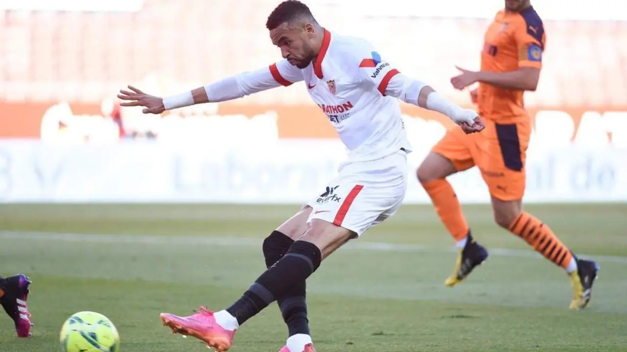 El delantero Youssef En Nesyri durante el duelo contra el Valencia CF. - sfc