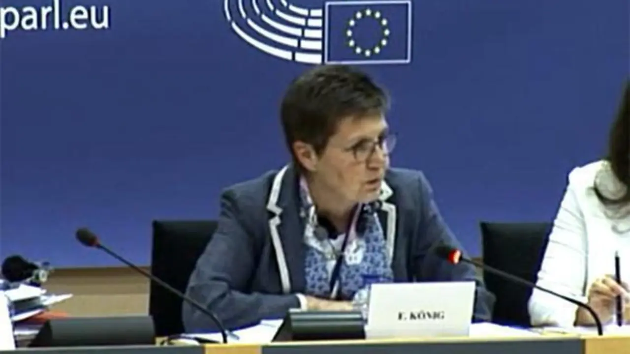 Elke K&ouml;nig en una comparecencia en el Parlamento Europeo. - 