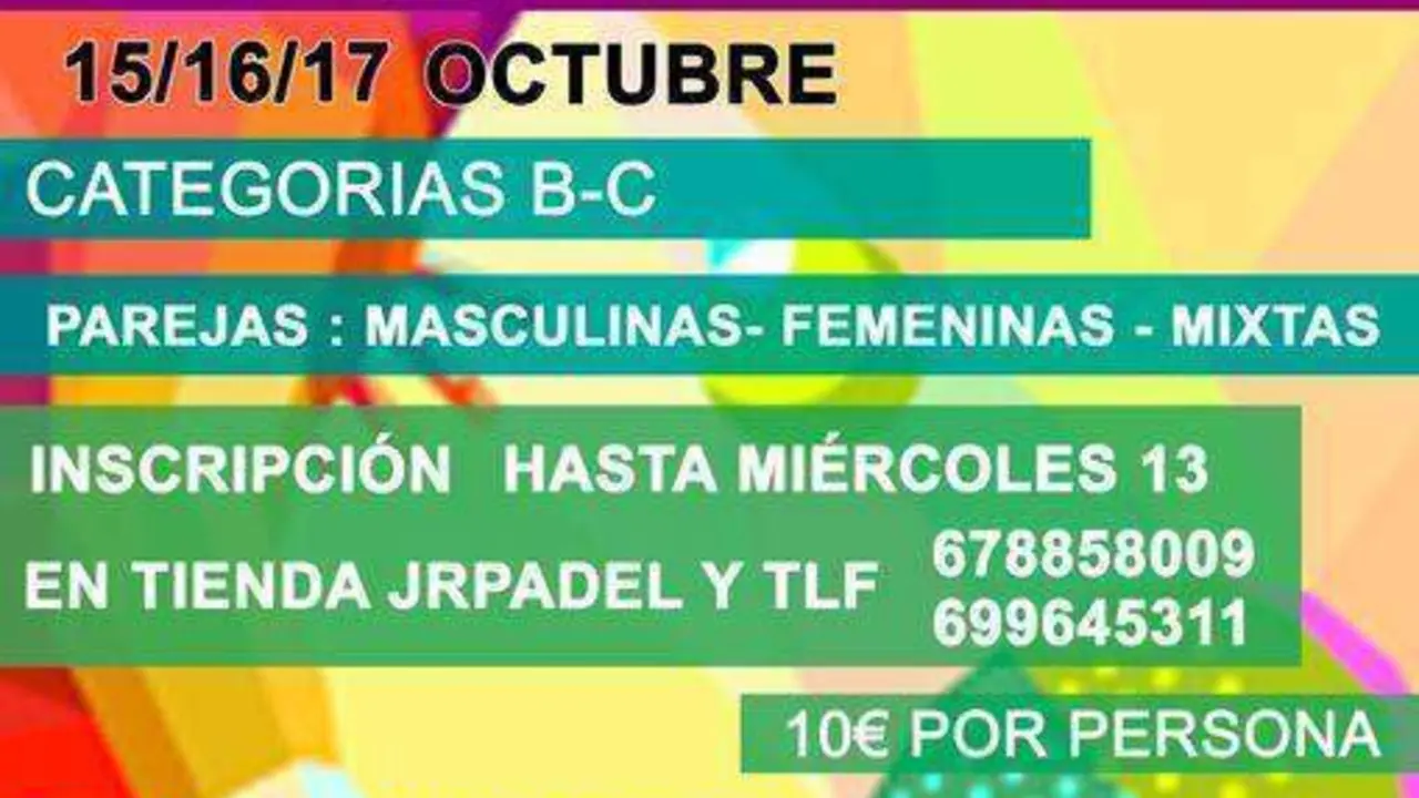Cartel anunciador del Torneo de P&aacute;del Solidario a beneficio de Sergio S&aacute;nchez.  - 