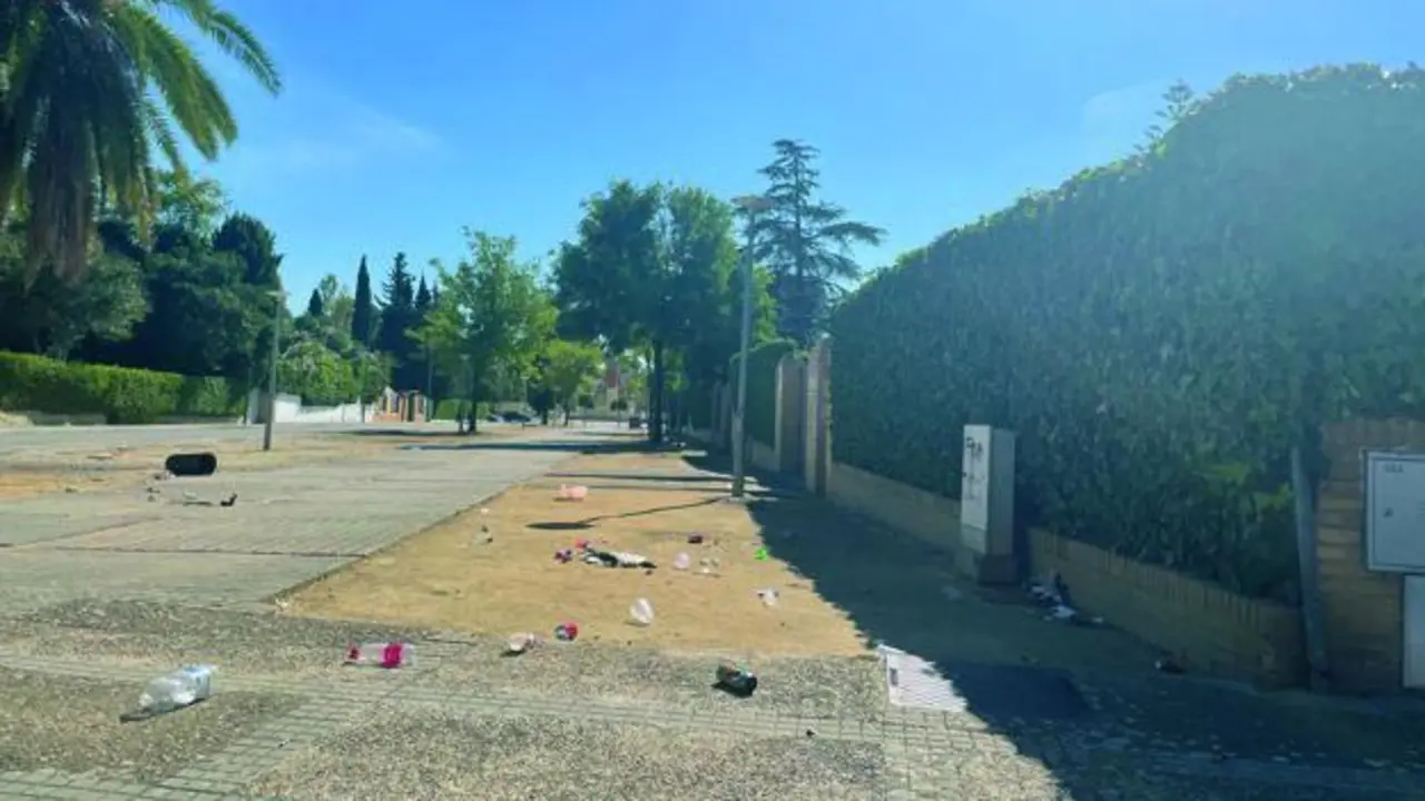 As&iacute; se encontraba el entorno del parque de 'El Cuco' el pasado s&aacute;bado por la ma&ntilde;ana tras el botell&oacute;n. - Viva