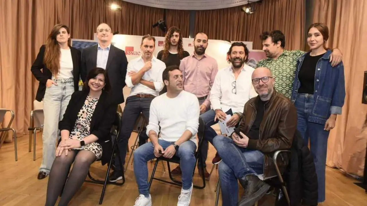 Imagen de la rueda de prensa en el Palacio de Longoria, sede de SGAE en Madrid. - Cedida