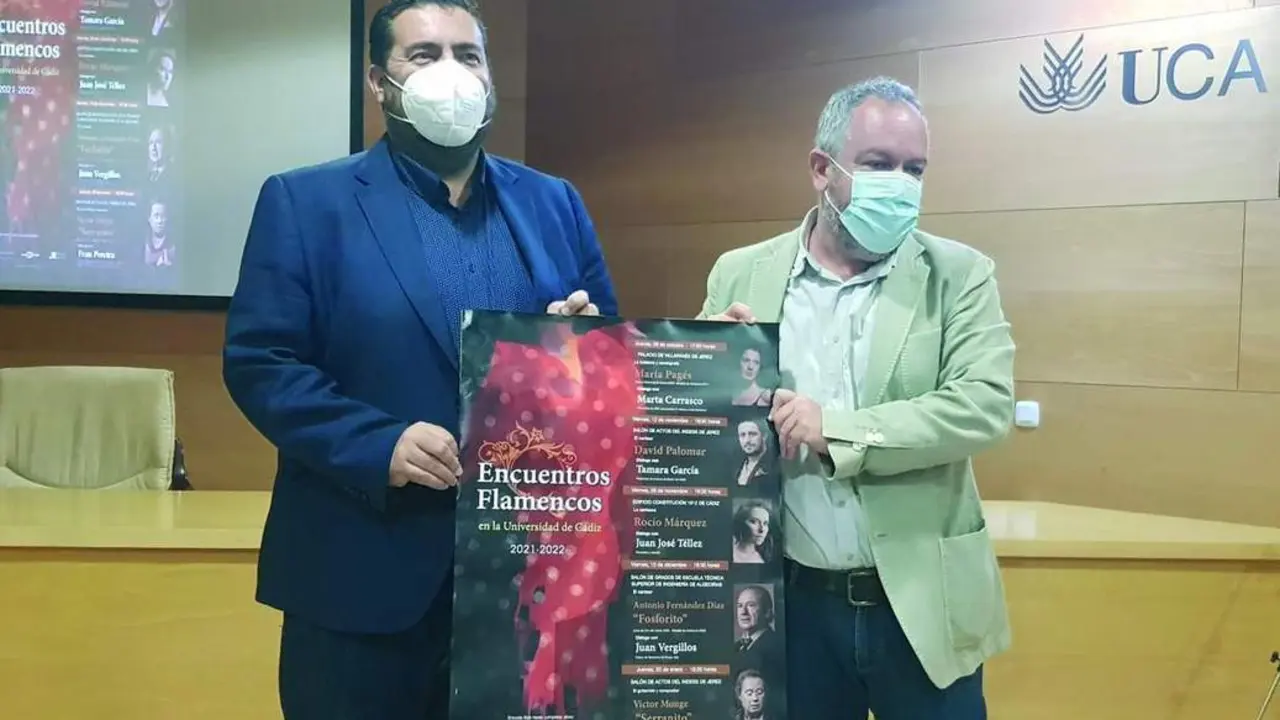 Jaime Armario y P&eacute;rez Mongui&oacute; en la presentaci&oacute;n de los Encuentros Flamencos - UCA