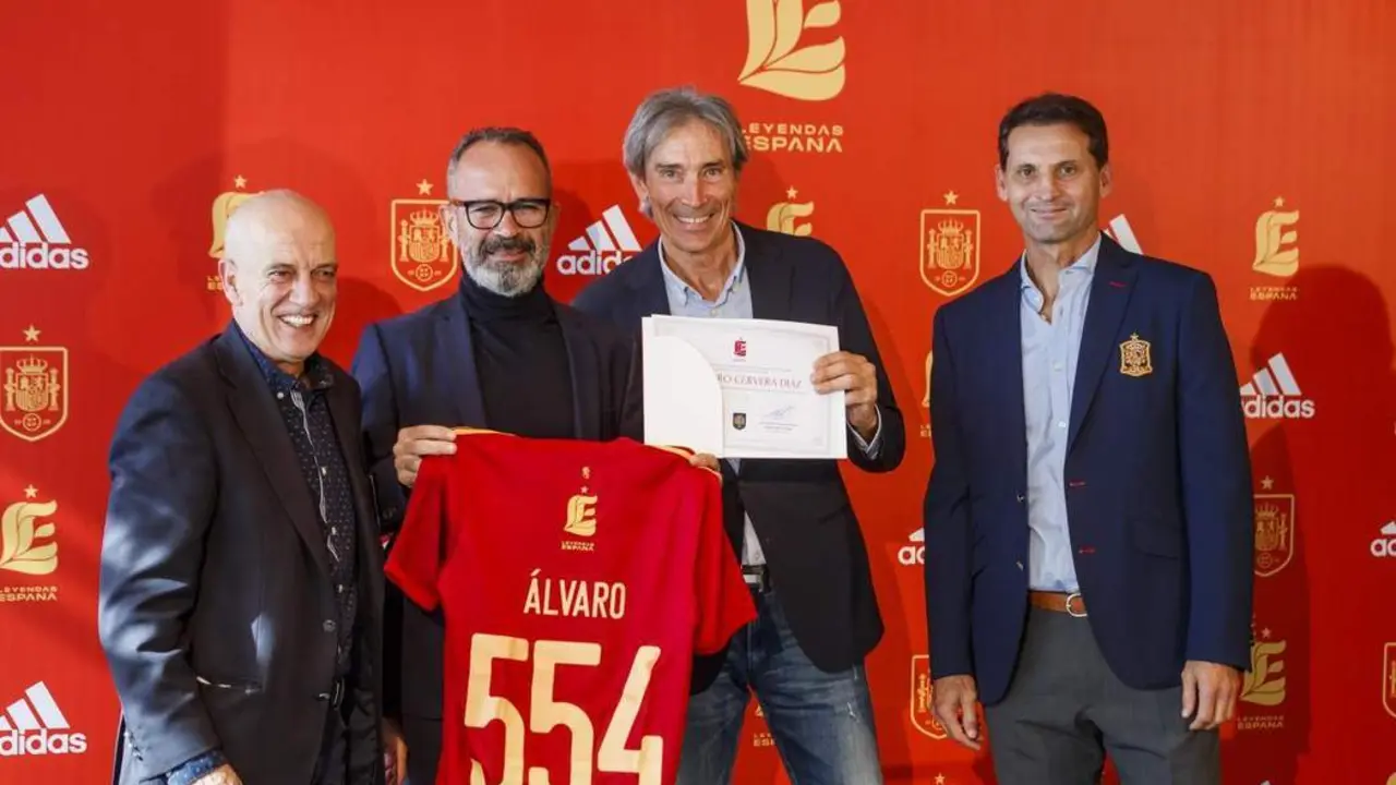 &Aacute;lvaro Cervera, durante el homenaje de la RFEF. - RFEF