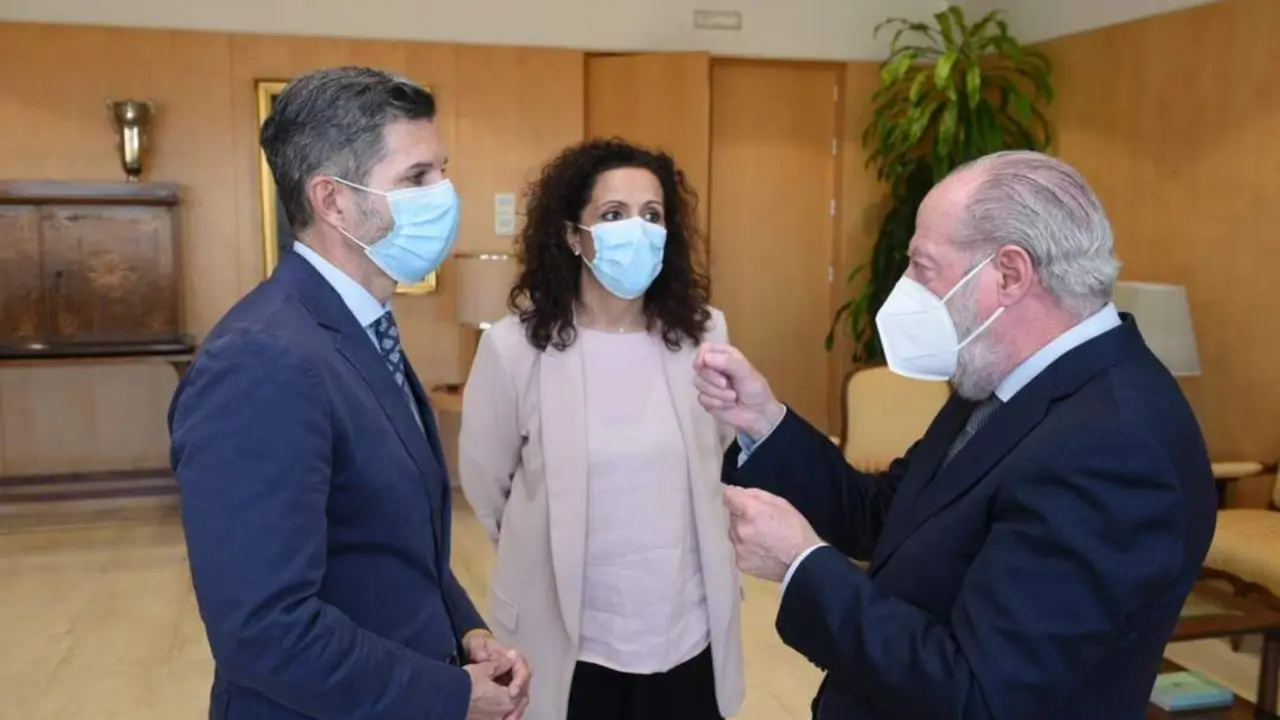 El presidente de la Diputaci&oacute;n de Sevilla, Fernando Rodr&iacute;guez Villalobos, y la diputada Roc&iacute;o Sutil Dom&iacute;nguez, con el director de la Fundaci&oacute;n Diabetes Cero. - DIPUTACI&Oacute;N DE SEVILLA