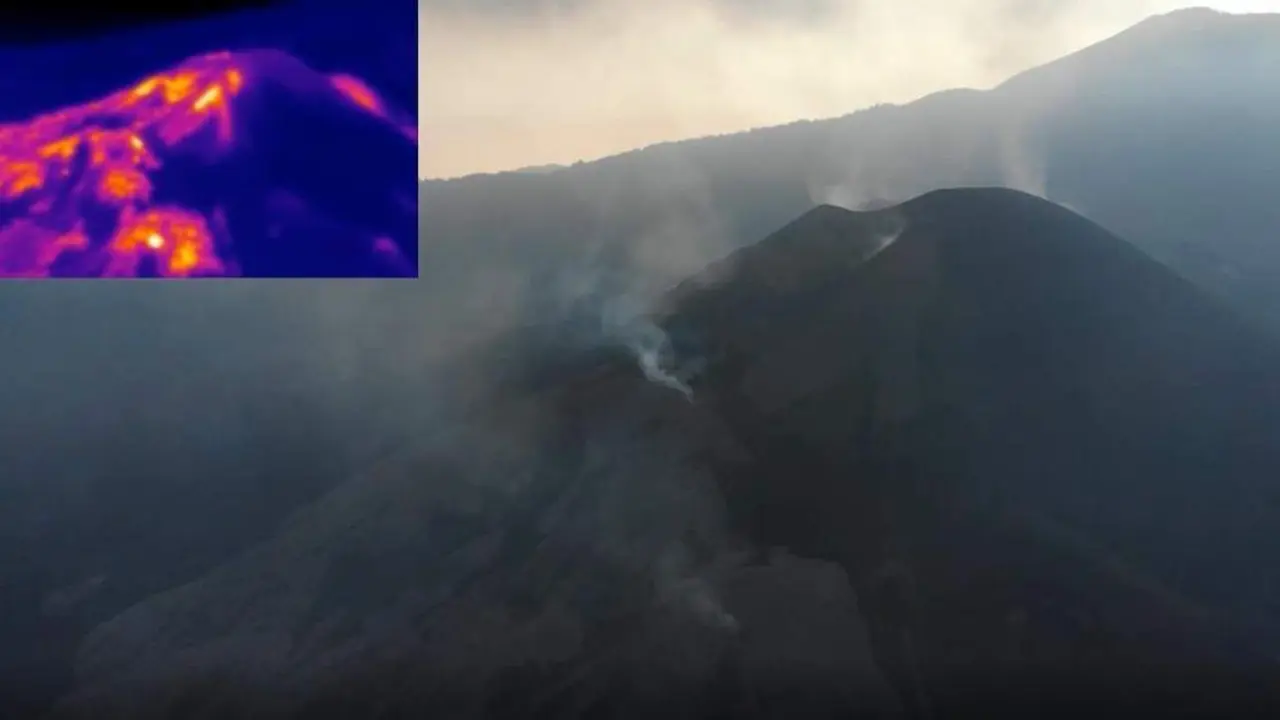 Estado actual del cono del volc&aacute;n de La Palma tras registrar 