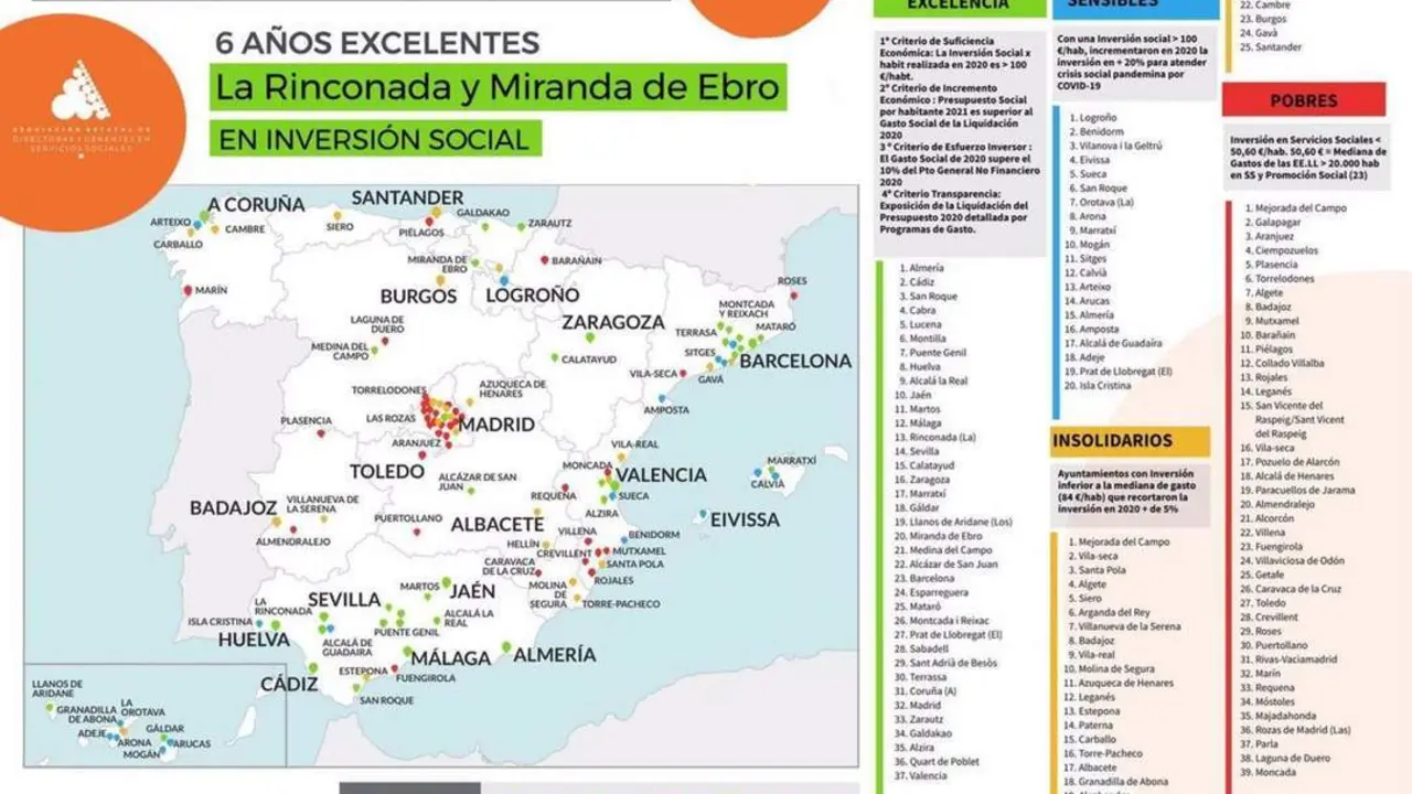 Mapa de los ayuntamientos en los premios a la 'Excelencia' en inversi&oacute;n social. - AYUNTAMIENTO DE LA RINCONADA