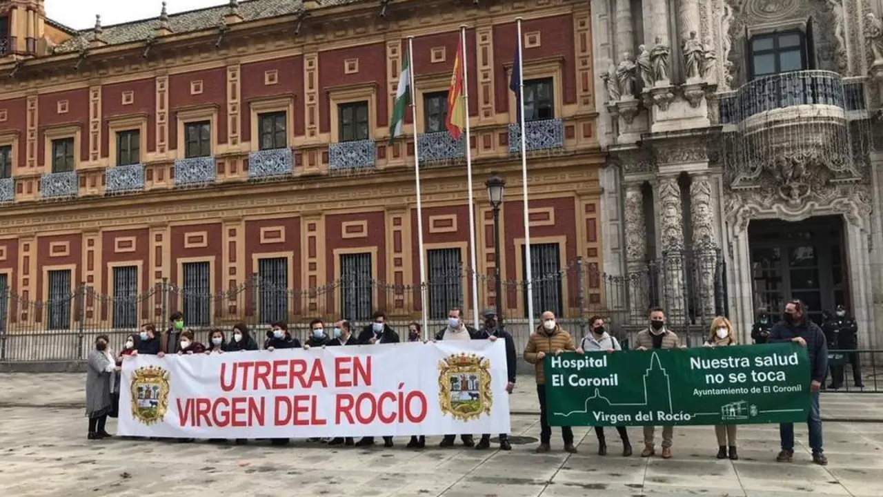 Protesta de los alcaldes en San Telmo. - AYUNTAMIENTO DE UTRERA