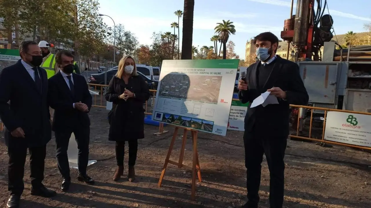Primeros sondeos para el tramo sur de la l&iacute;nea tres del metro de Sevilla. - EUROPA PRESS