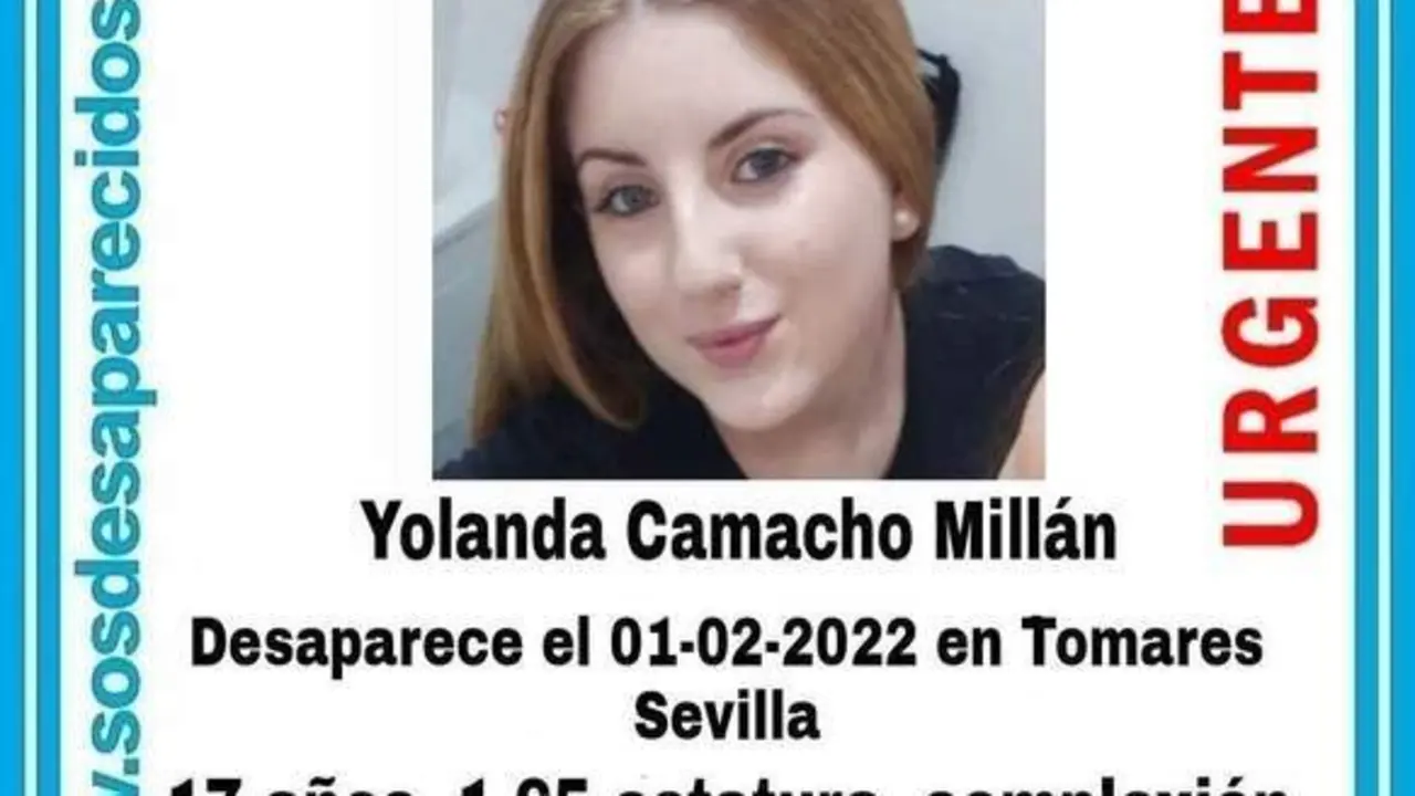Cartel con los datos de la joven desaparecida en Tomares difundido en redes sociales. - SOS DESAPARECIDOS