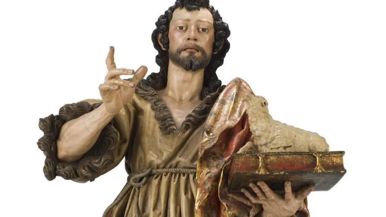La escultura de San Bautista de Juan de Mesa con un precio de salida de 450.000 euros. - Isbilya Subastas