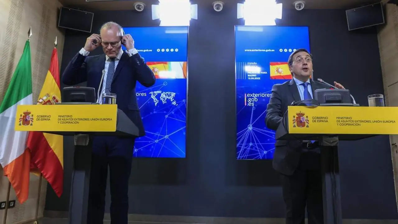Jos&eacute; Manuel Albares y su hom&oacute;logo irland&eacute;s, Simon Coveney. - EFE