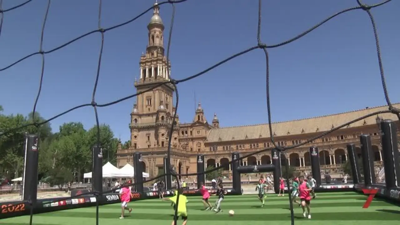 Comienza en la Plaza de Espa&ntilde;a de Sevilla la cuenta atr&aacute;s para la final de la UEFA