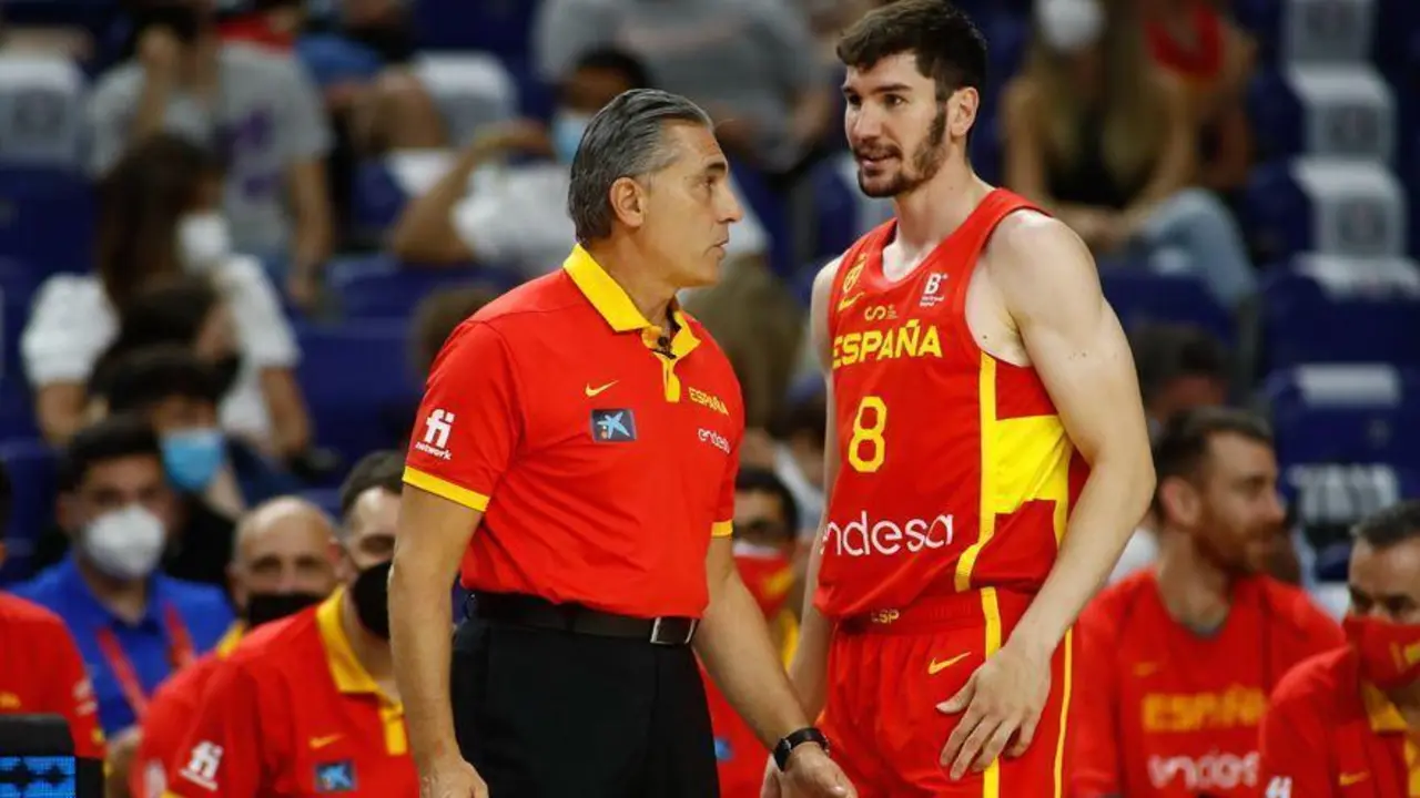 Scariolo y Dar&iacute;o Brizuela, en una de as citas anteriores con la selecci&oacute;n espa&ntilde;ola. - EFE
