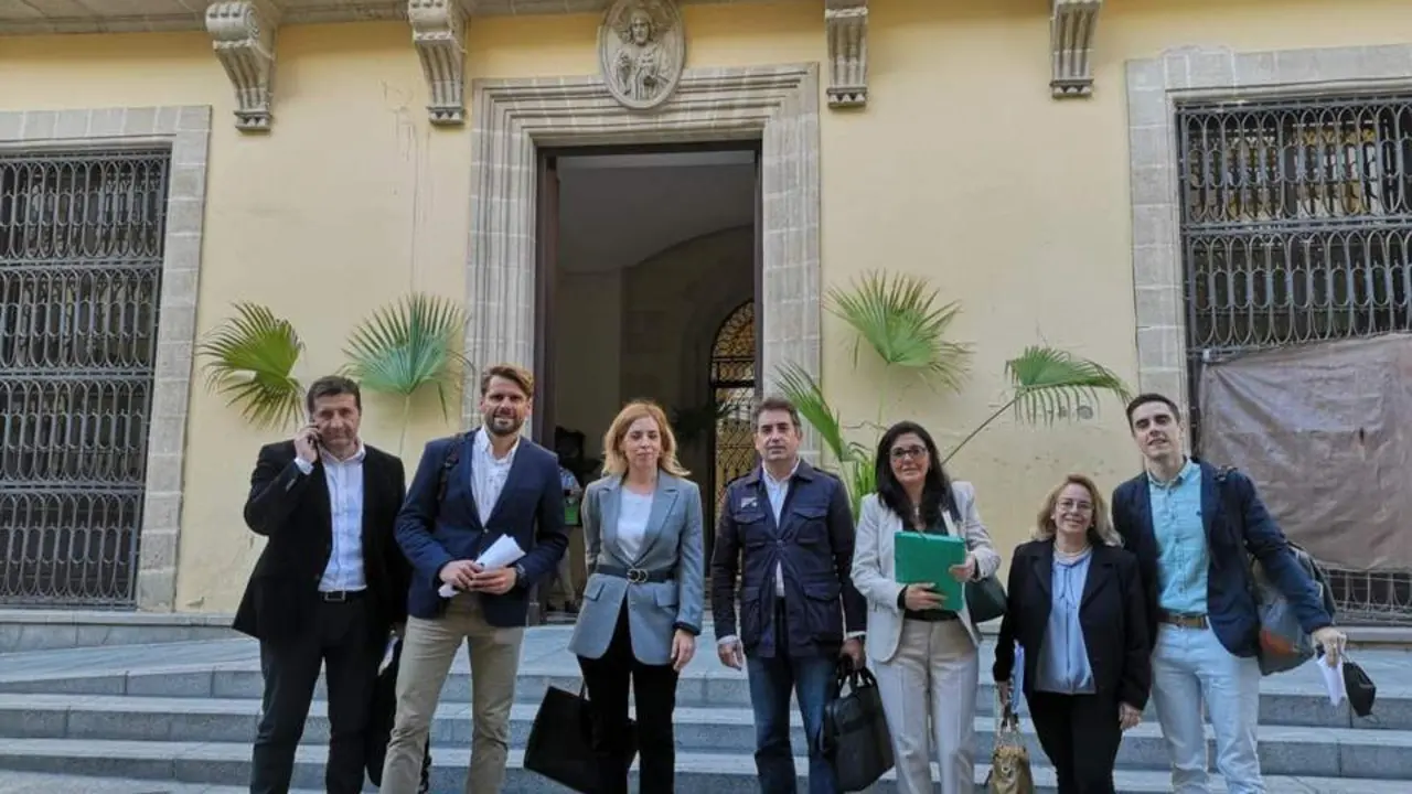 Integrantes del grupo municipal del PP antes de entrar al pleno - PP