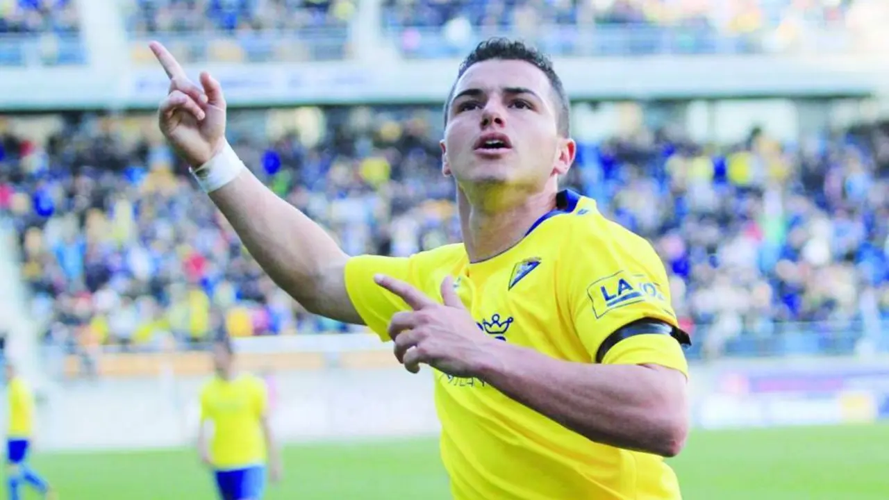 Airam Cabrera celebrando uno de los muchos goles que logr&oacute; en el C&aacute;diz - Trekant Media