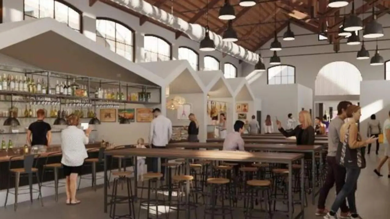 Dise&ntilde;o de la futura zona central del Mercado de Abastos, concebida como espacio gastron&oacute;mico. - 
