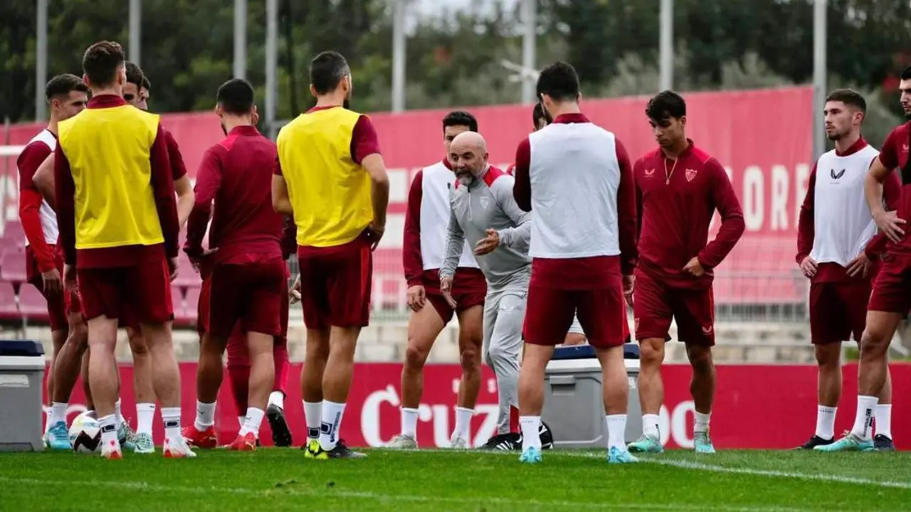 Imagen del entrenamiento del Sevilla. - sfc