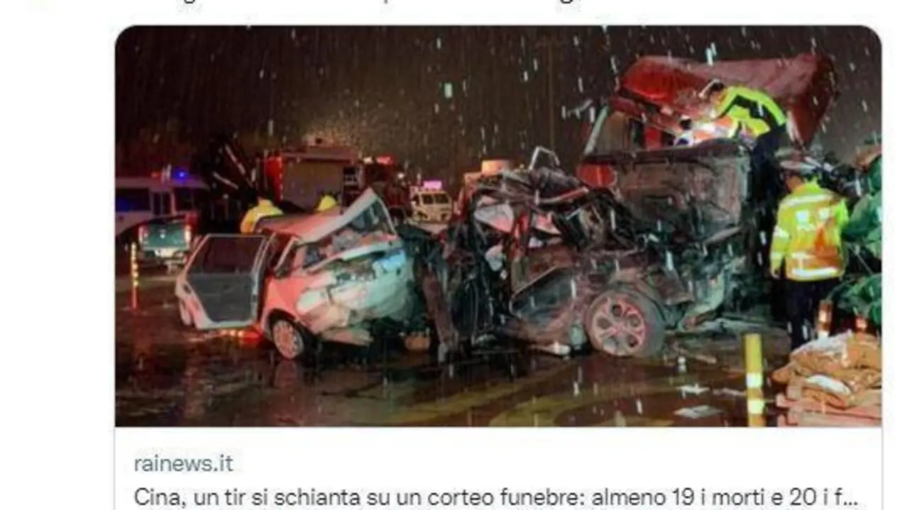 Accidente. - Twitter @RaiNews 