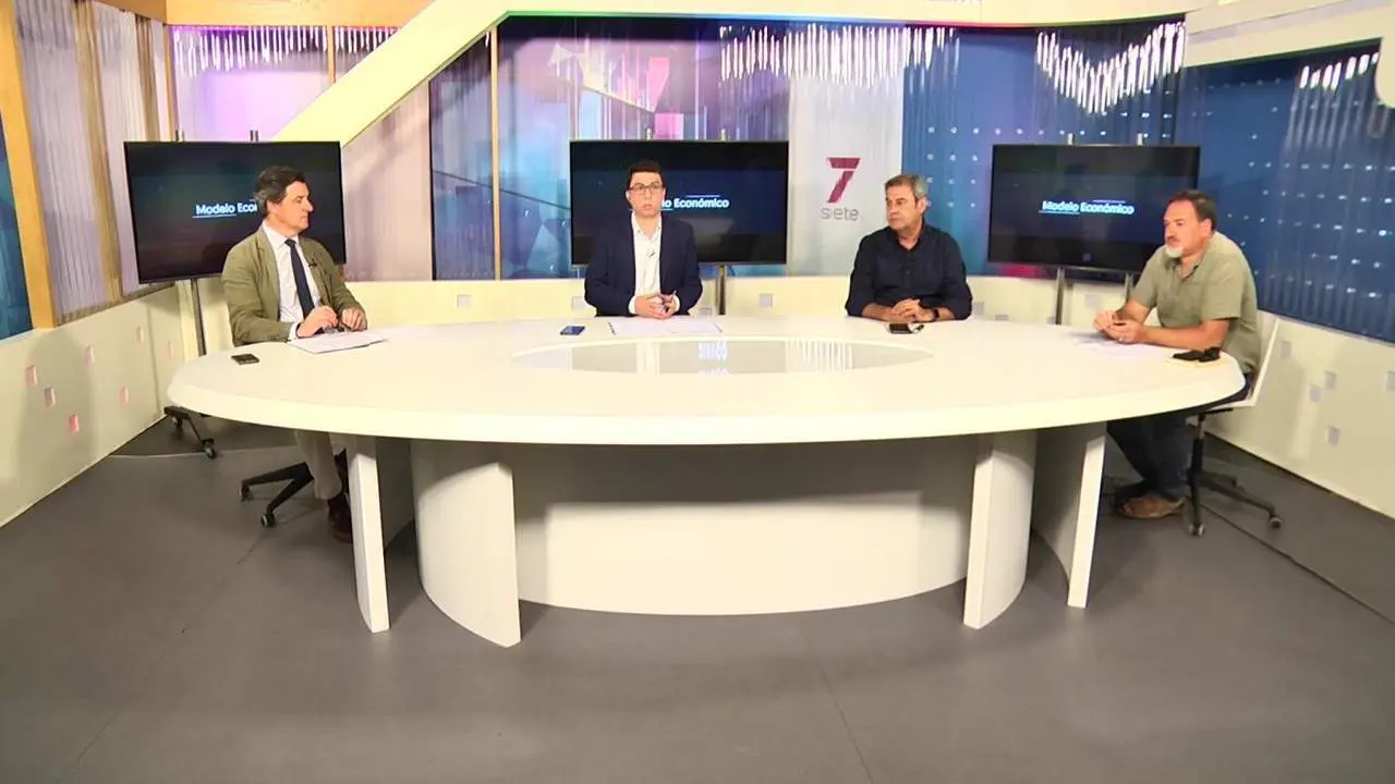 Los representantes de Asaja, COAG y UPA, durante el '7?Econom&iacute;a'. - 7TVA