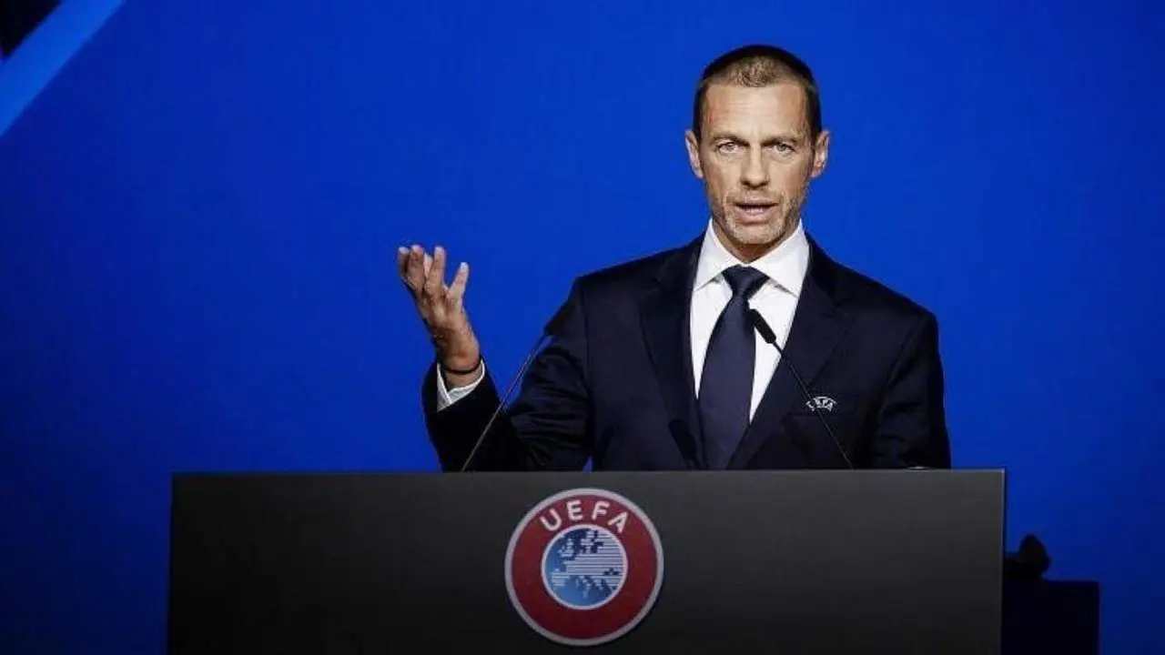 El presidente de la UEFA, Alexander Ceferin, en una rueda de prensa.  - efe
