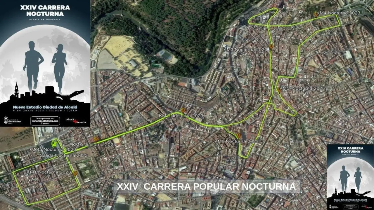 Recorrido de la Carrera Nocturna de Alcal&aacute; de Guada&iacute;ra, en Sevilla.  - AYTO ALCAL&Aacute;