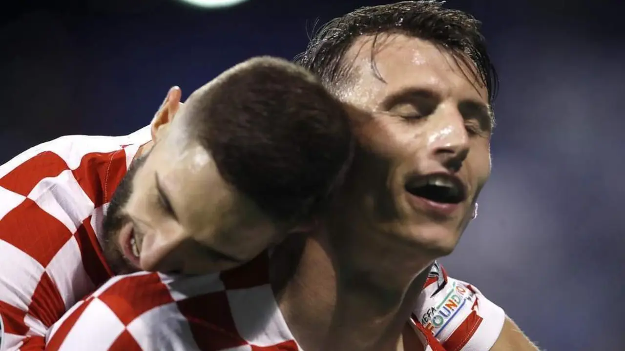 Croacia celebra el gol de la victoria. - EFE