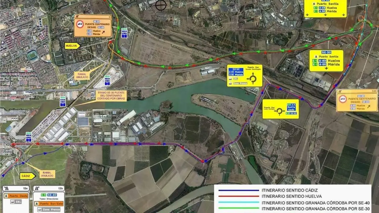 Desv&iacute;os alternativos por los cortes de tr&aacute;fico en la SE-30.  - MINISTERIO DE TRANSPORTE