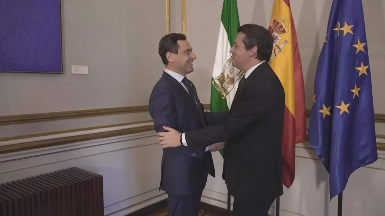 Juanma Moreno junto a Bellido en el Palacio de San Telmo. - JUNTA DE ANDALUC&Iacute;A