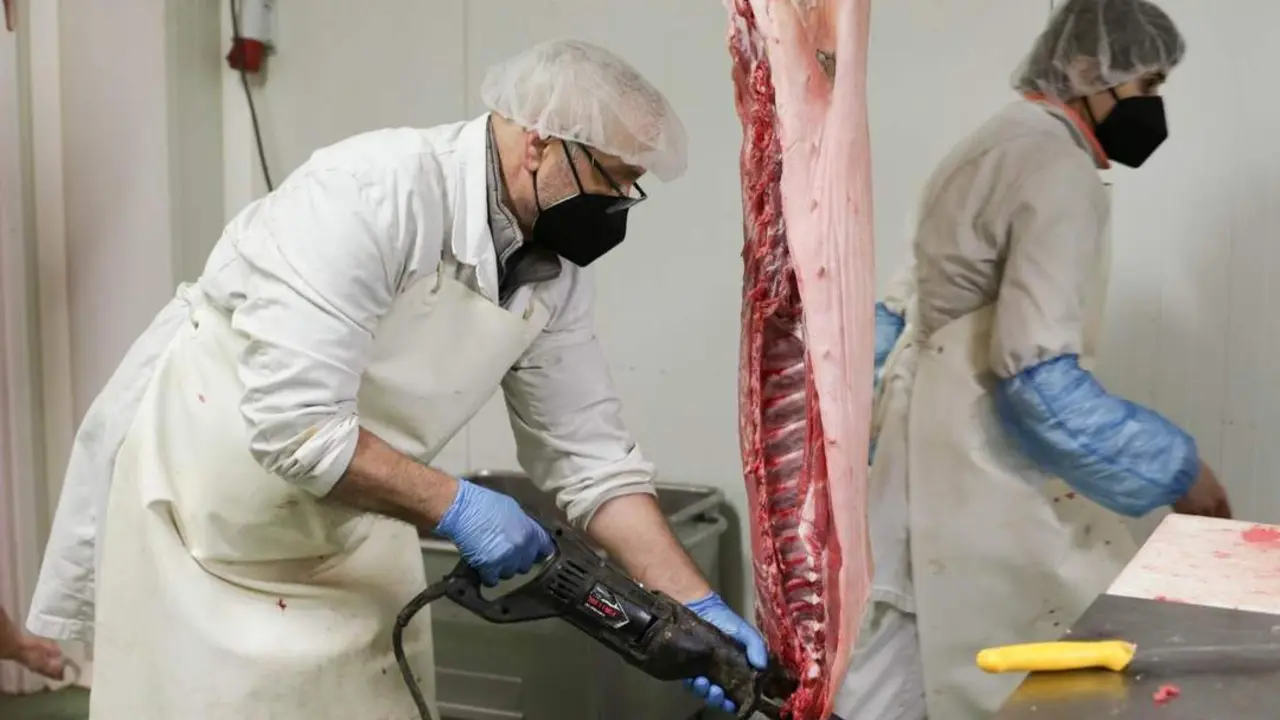 Carniceros trabajando em un matadero. - Europa Press