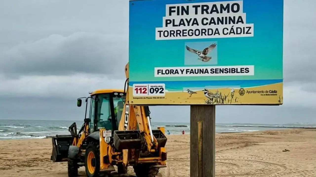 Se&ntilde;alizaci&oacute;n de la playa canina en Torregorda, en Cadiz. - VIVA