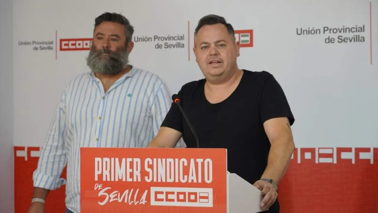 Pizarro y S&aacute;nchez en la rueda de prensa. - CCOO.