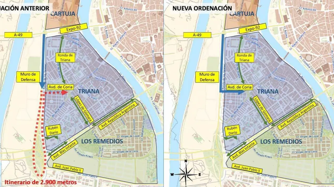 Croquis de la reordenaci&oacute;n del tr&aacute;fico en el Muro de Defensa - Ayto