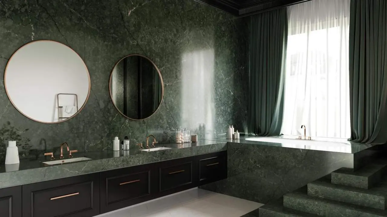 Silestone XM - Bathroom USA - Le Chic Boheme - Jardin Emerald. - 