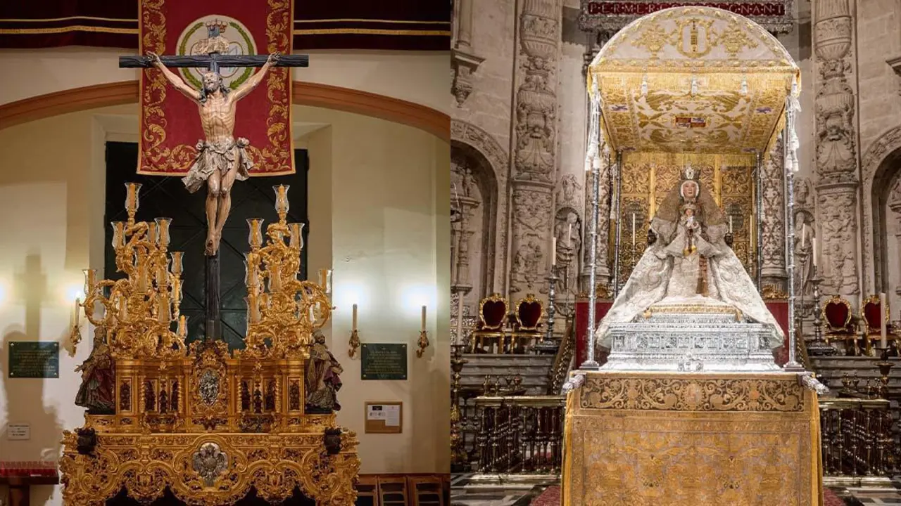 El Cristo del Cachorro y la Virgen de los Reyes en sus pasos - HERMANDAD