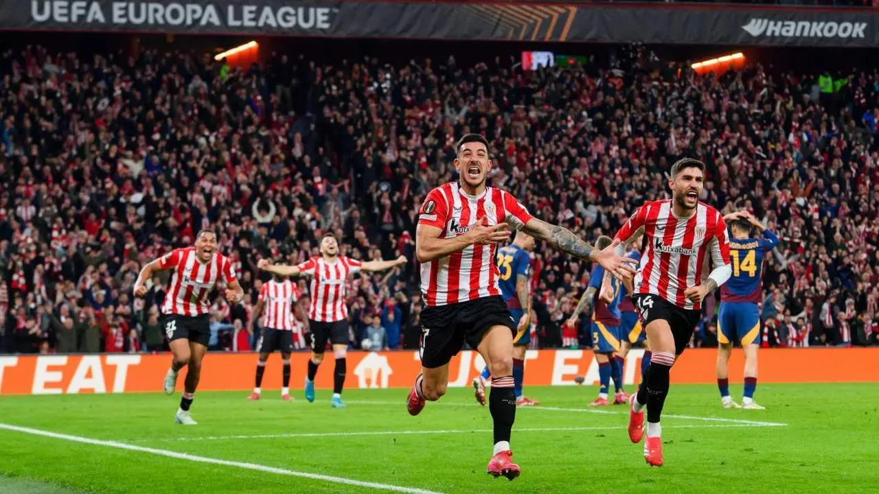 El Athletic celebra un gol ante la Roma. - @AthleticClub / X