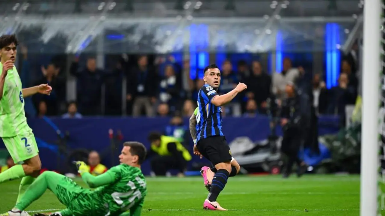 Lautaro anota el primer gol en el Inter-Barcelona. - @Inter / X