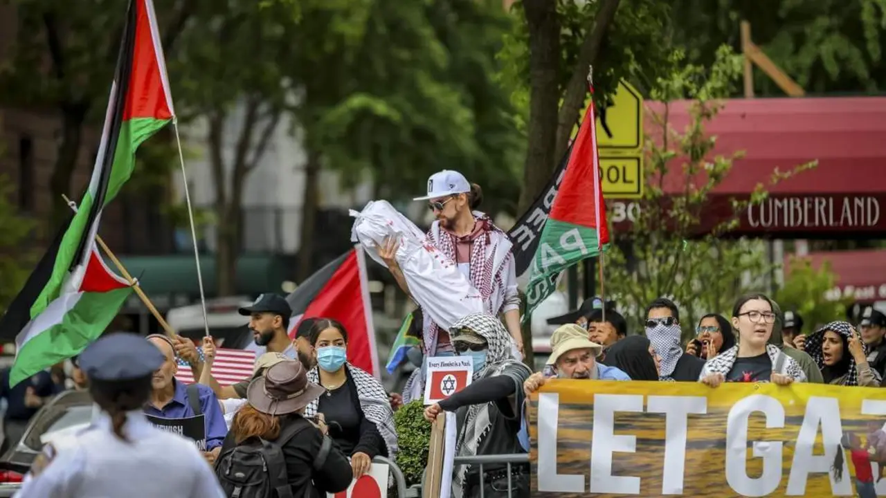 Protestas propalestinas en un campus de Nueva York. - EP