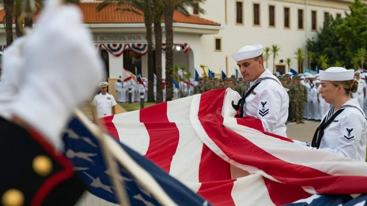 Momentos previos a la izada de bandera - Naval Station Rota
