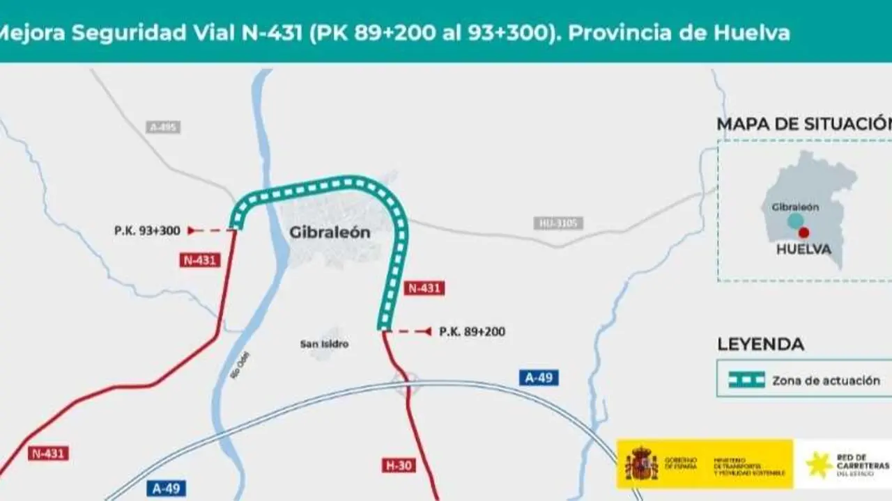 Zona de actuaci&oacute;n en la N-431. | Gobierno.