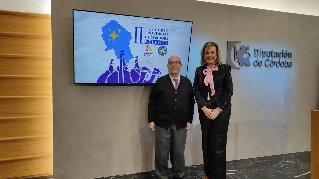 Auxiliadora Moreno y Jos&eacute; Mar&iacute;a del Arco en la presentaci&oacute;n del II Concurso Provincial de Belenes.