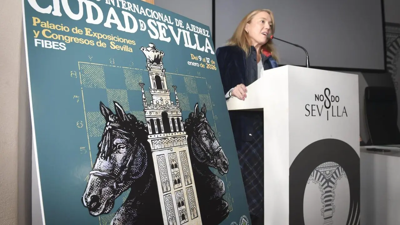 Mar&iacute;a Tena, delegada de Deportes del Ayuntamiento de presenta el Abierto Internacional de Ajedrez Ciudad de Sevilla. | AYTO.