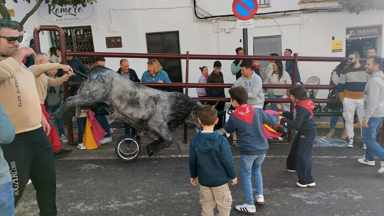 Encierro infantil con carretones del pasado s&aacute;bado en Arcos./ J.A.A.L.