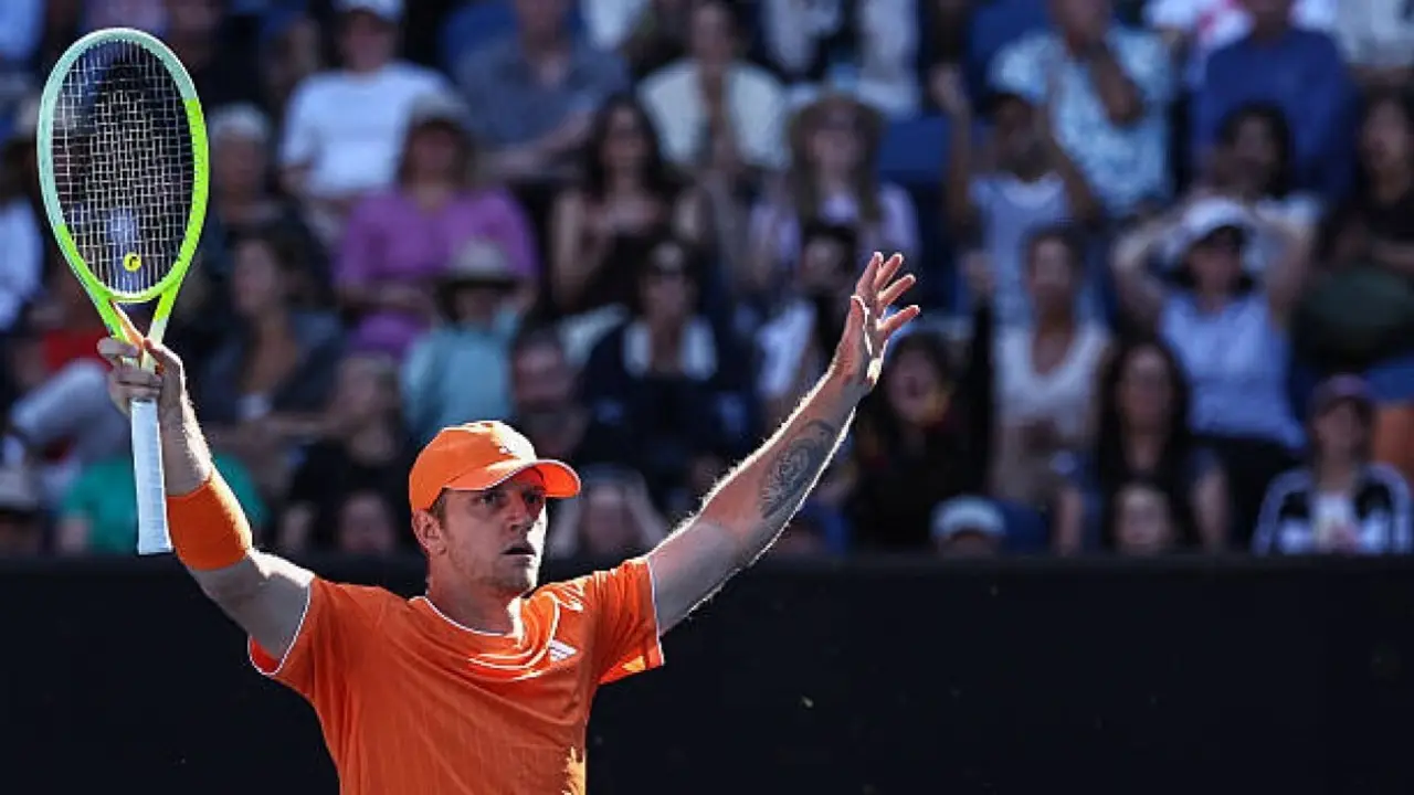 Davidovich, celebrando en el Open de Australia. / Gettyimages