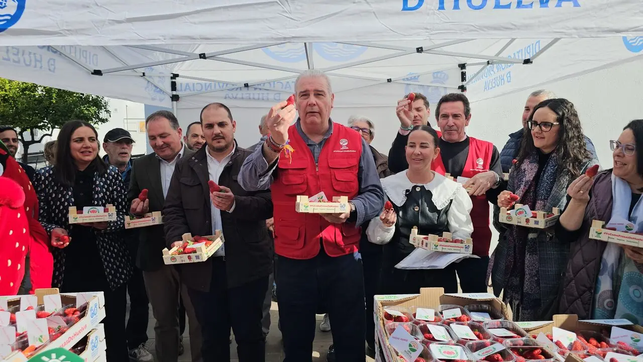 Reparto de fresas en Adamuz.